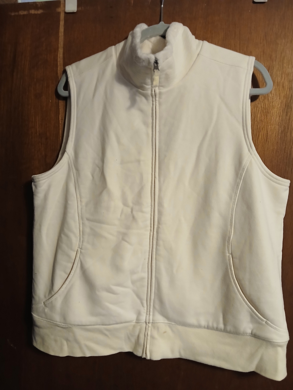 Ll Bean Women's Cream Fleece Zip-Up Vest XL